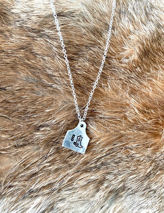 Custom Cow Tag Initial Necklace